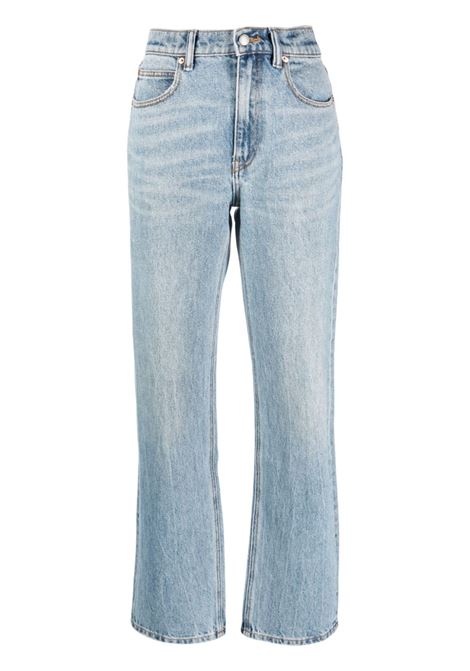 Jeans dritti a vita media in blu - donna